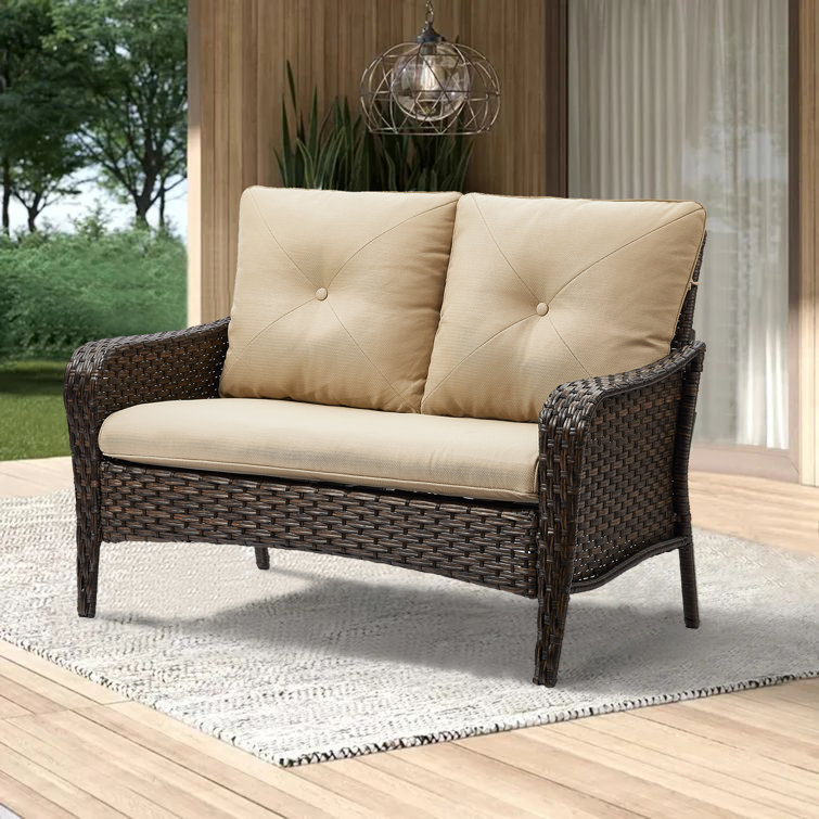 Winston Porter Jacqulina 52.5'' Wide Outdoor Wicker Loveseat with